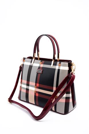 Silver & Polo Siyah - Rugan Bordo SP924 Kadın El Çantası