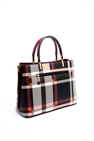 Silver & Polo Siyah - Rugan Bordo SP924 Kadın El Çantası