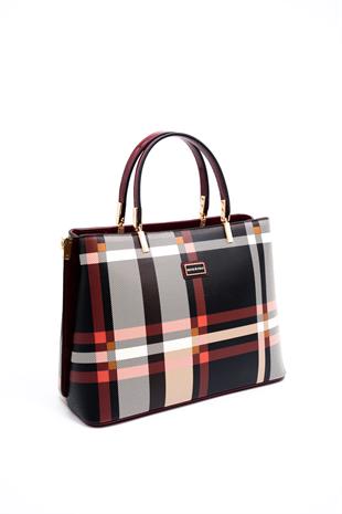 Silver & Polo Siyah - Rugan Bordo SP924 Kadın El Çantası