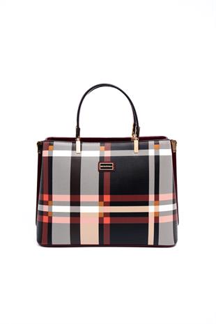 Silver & Polo Siyah - Rugan Bordo SP924 Kadın El Çantası