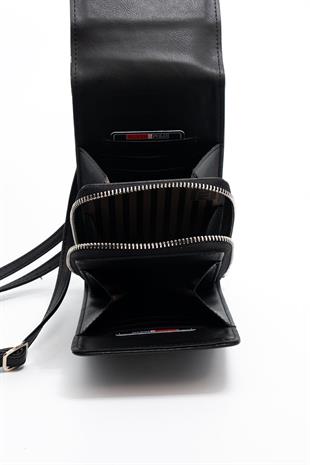 Silver & Polo Siyah - Siyah SP1145 Kadın Askılı Askılı Cüzdanlı Telefon Çantası