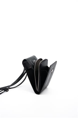 Silver & Polo Siyah - Siyah SP1145 Kadın Askılı Askılı Cüzdanlı Telefon Çantası