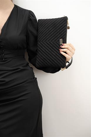 Silver & Polo Süet Siyah SP1034 Kadın Portföy & Clutch