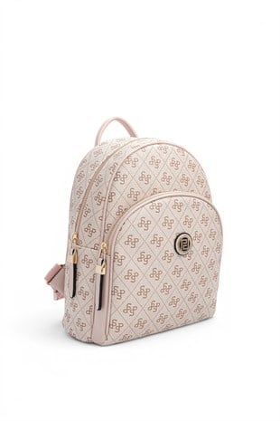 Silver Polo Pembe - Pudra Monogram Kadın Sırt Çantası SP1062