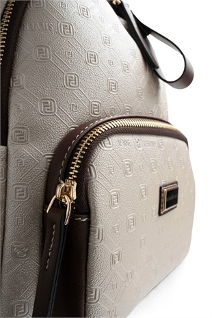 Silver Polo Bej - Kahve Logolu Kadın Sırt Çantası SP1130