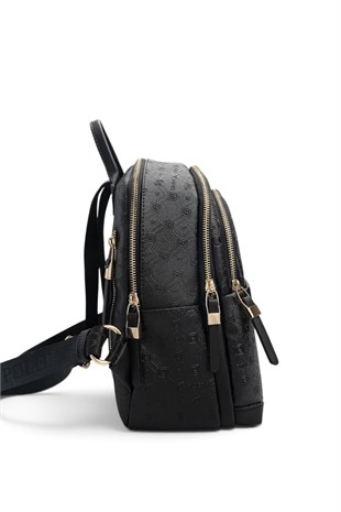 Silver Polo Siyah - Siyah Logolu Kadın Sırt Çantası SP1265