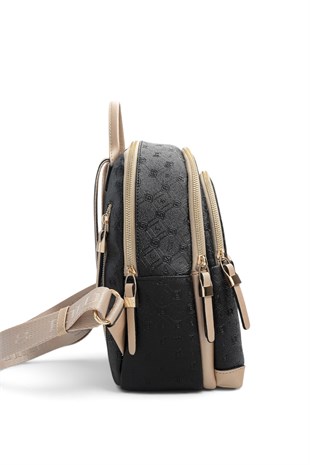 Silver Polo Siyah - S.Nut Logolu Kadın Sırt Çantası SP1265