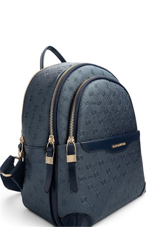 Silver Polo Lacivert - Lacivert Logolu Kadın Sırt Çantası SP1265