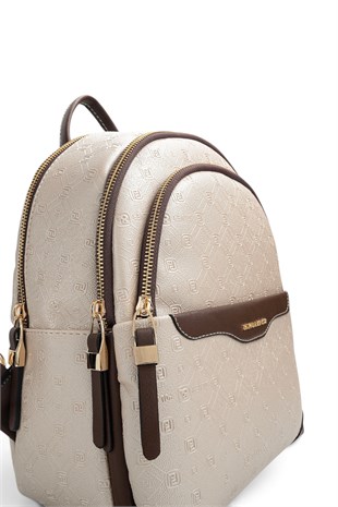 Silver Polo Bej - Kahve Logolu Kadın Sırt Çantası SP1265