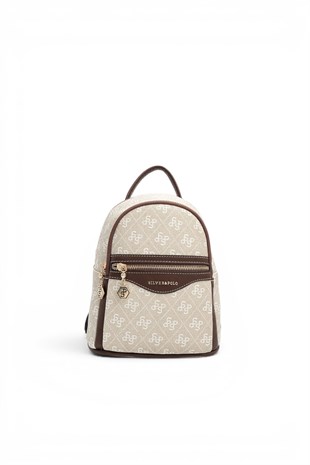 Silver Polo Taş - Kahve Monogram Kadın Sırt Çantası SP983