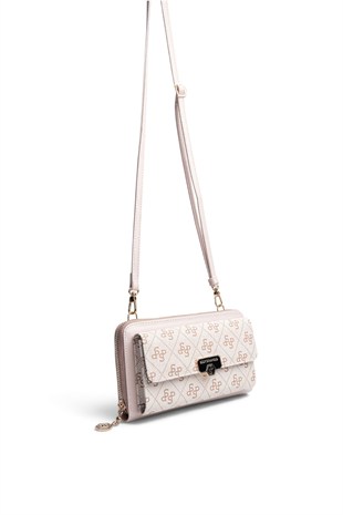 Silver Polo Pembe - Pudra Monogram Kadın Telefon Çantası SP921