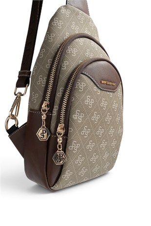 Silver Polo Y.Yeşil - Kahve Monogram Kadın Vücut Çantası SP959