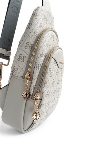 Silver Polo A.Gri - Gri Monogram Kadın Vücut Çantası SP959