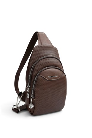 Silver Polo Kahve - Kahve Petek Kadın Vücut Çantası SP959