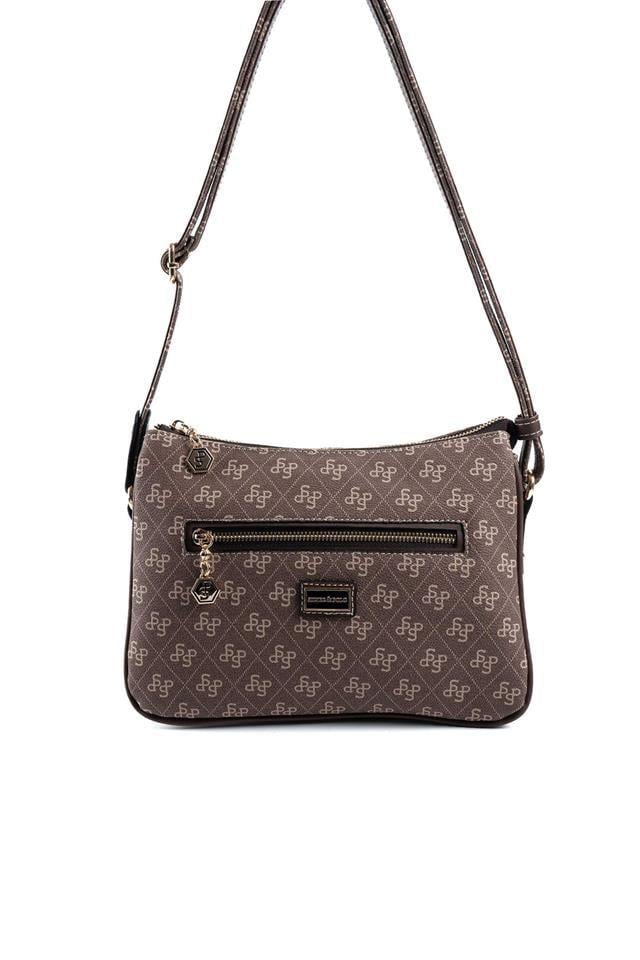 Silver & Polo SP818 Kadın Çapraz Çanta Monogram Kahve