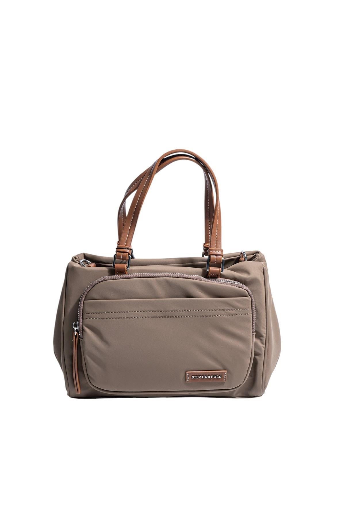 Silver Polo SP1227 Kadın Omuz Çantası Saten Vizon-Taba