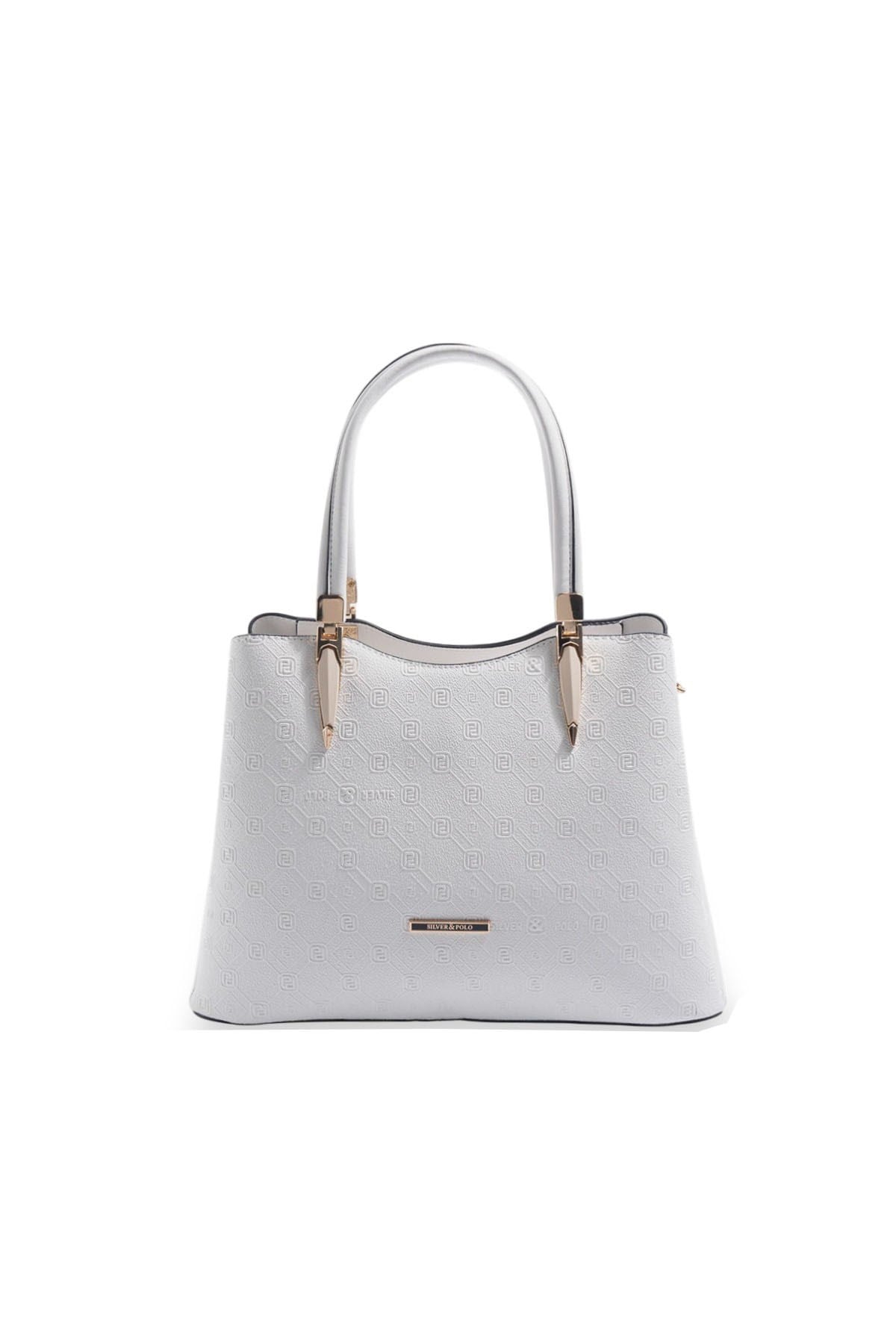 Silver & Polo SP1205 Kadın El Çantası Logolu Beyaz-Beyaz