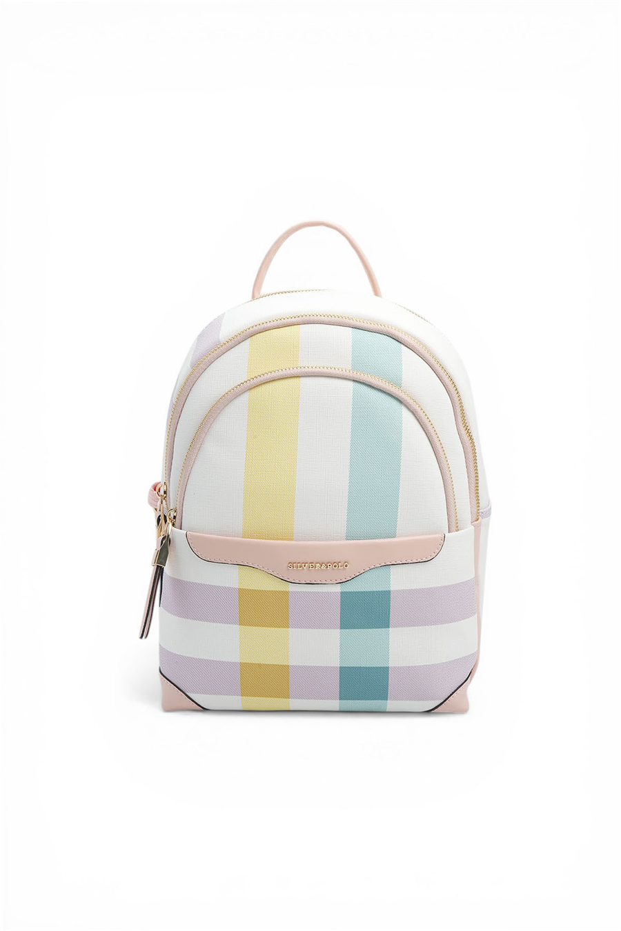 Silver & Polo SP1265 Kadın Sırt Çantası Ekose Lila-Pembe