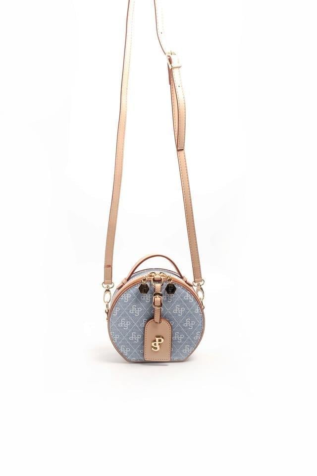 Silver & Polo SP1163 Kadın Çapraz Çanta Monogram Mavi-Ten