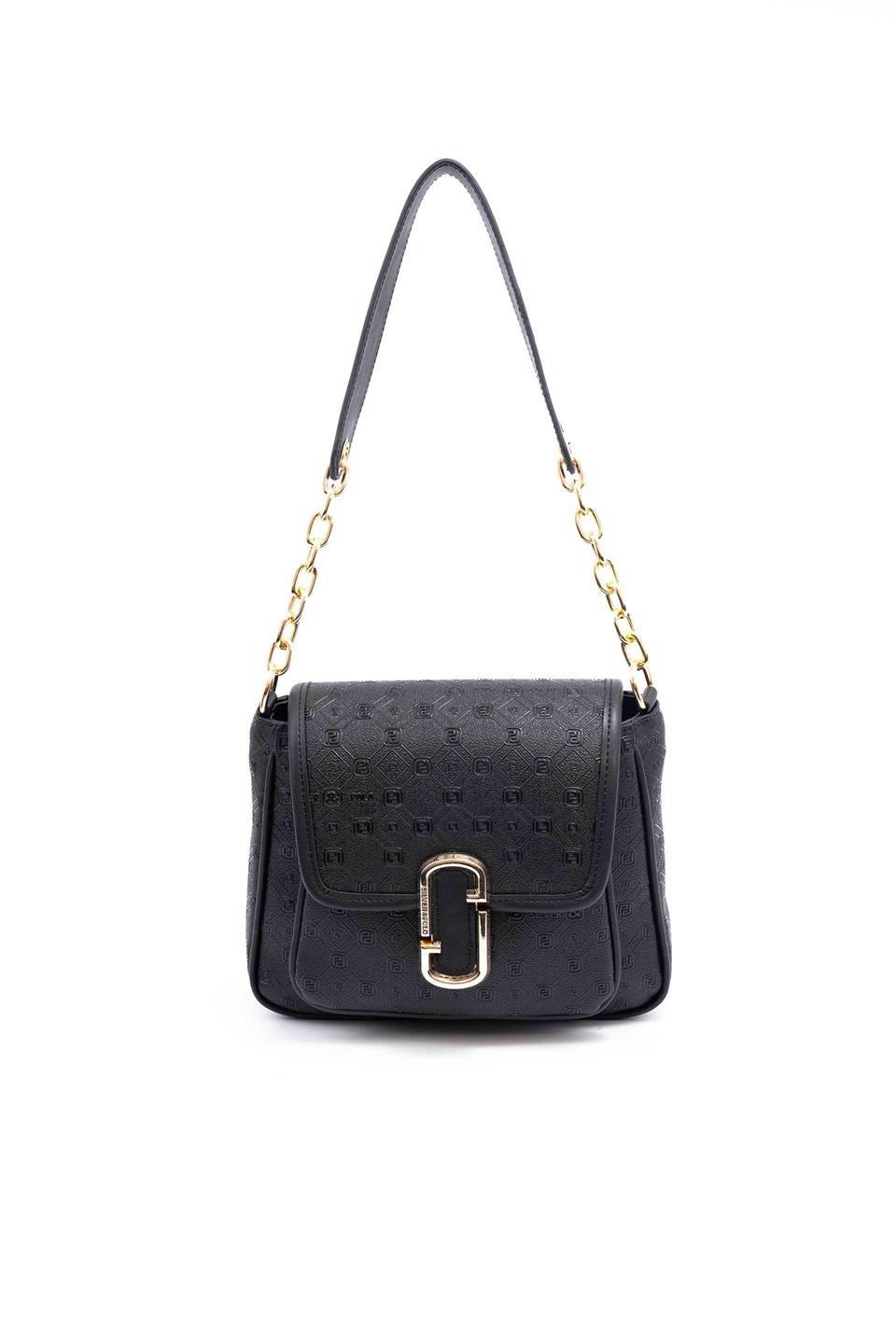 Silver & Polo SP1147 Kadın Omuz Çantası Logolu Siyah-Siyah