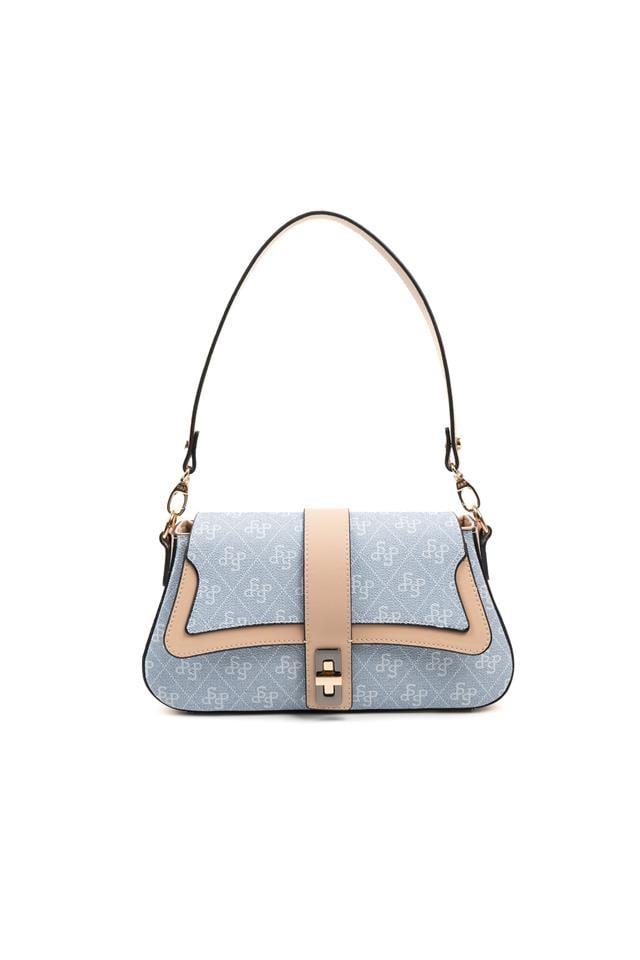 Silver Polo SP1177 Kadın Omuz Çantası Monogram Mavi-Ten