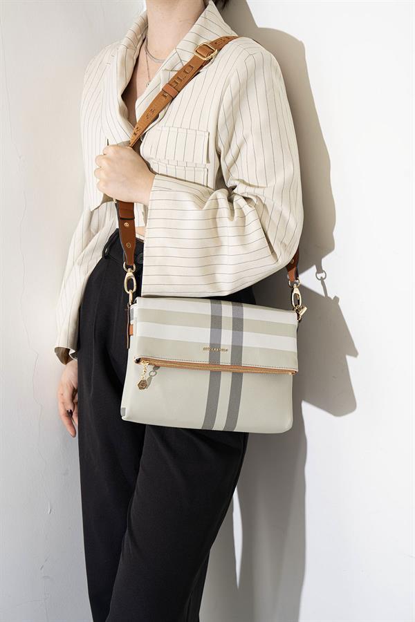 Silver & Polo SP963 Kadın Çapraz Çanta Ekose A.Yeşil-A.Taba