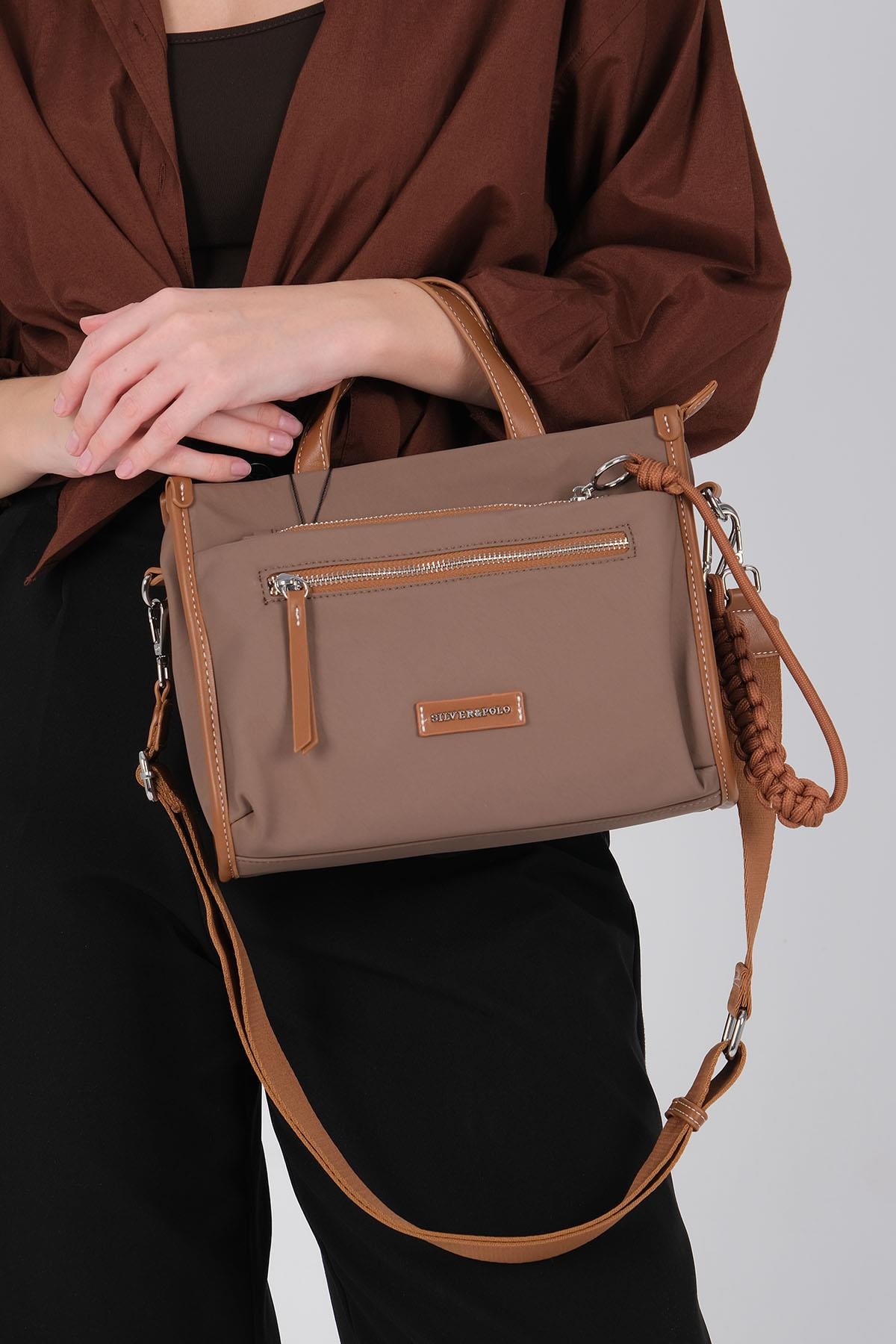 Silver & Polo SP1228 Kadın El Çantası Saten Kahve-Taba