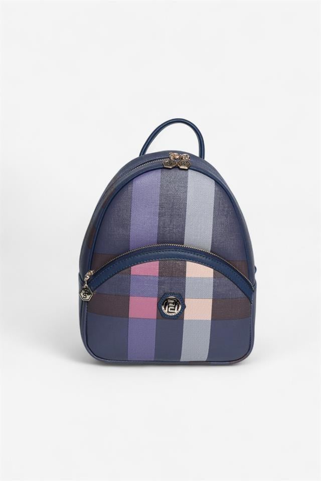 Silver & Polo SP945 Kadın Sırt Çantası Ekose Lacivert