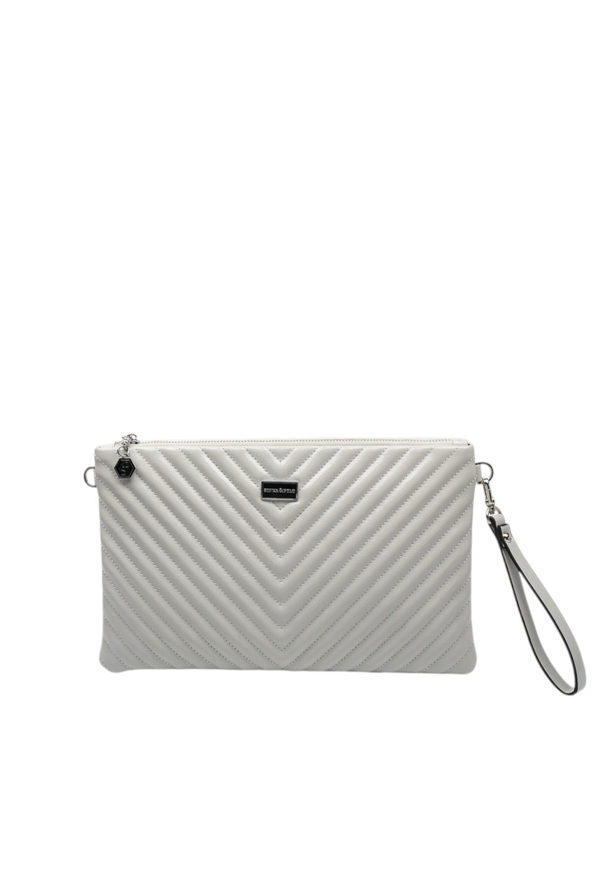 Silver Polo Crash Gri Kapitone V Kadın Portföy ve Clutch El Çantası SP1034
