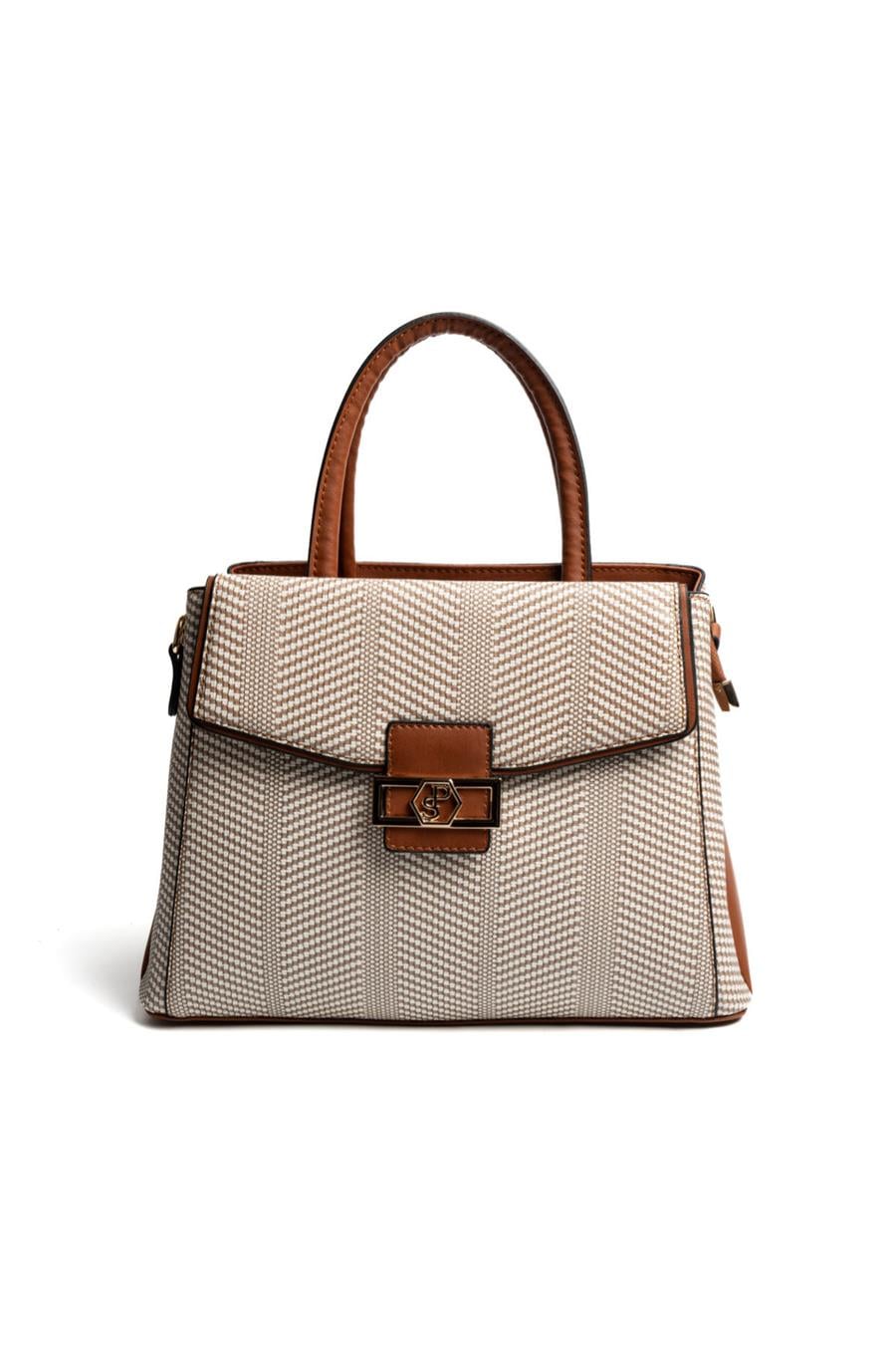 Silver & Polo SP1264 Kadın El Çantası Hasır Bej-Taba