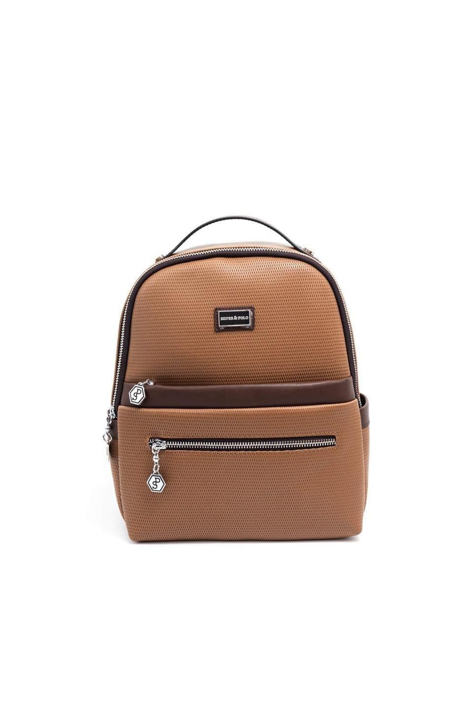 Silver & Polo SP1061 Kadın Sırt Çantası Petek Karamel-Kahve