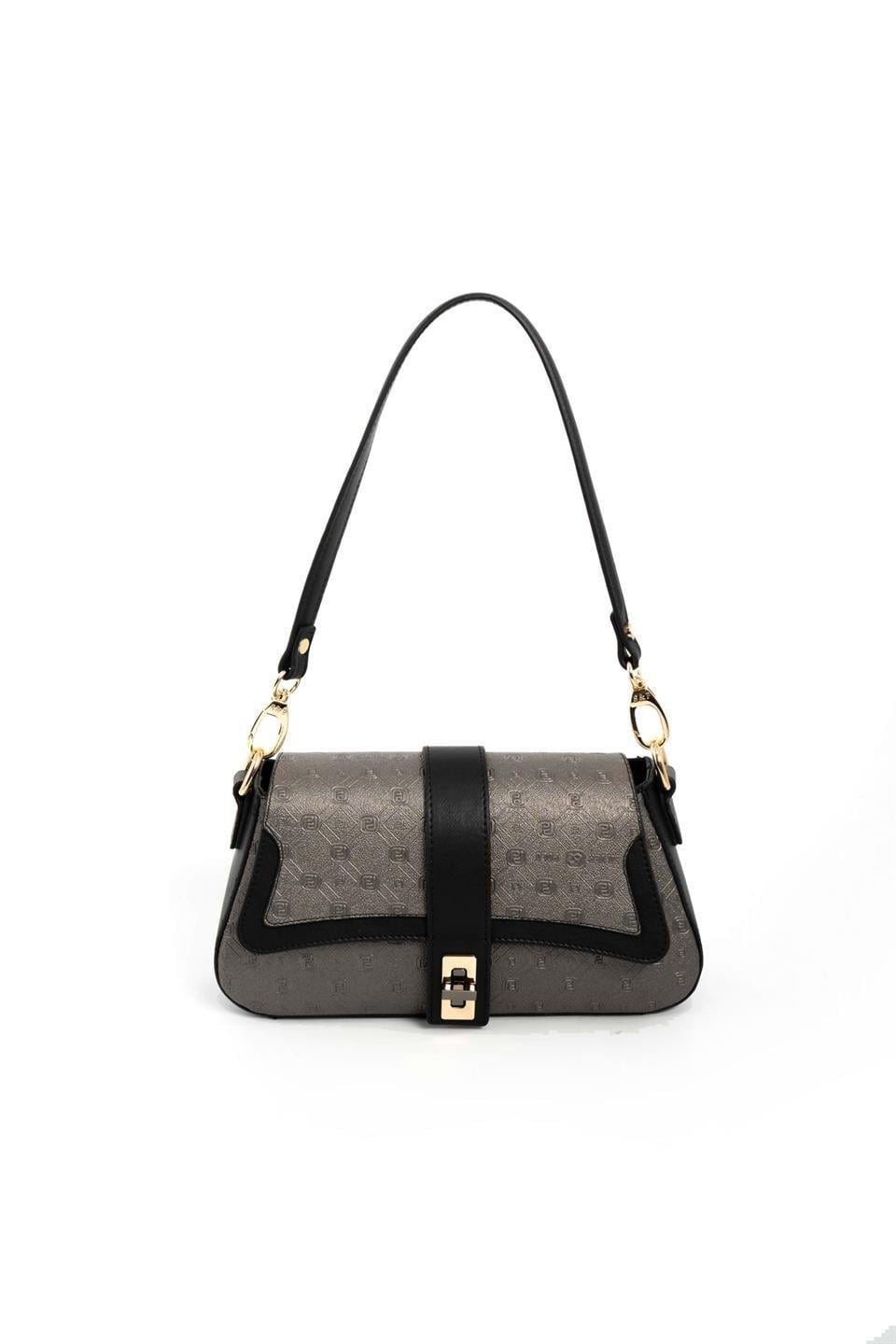 Silver & Polo SP1177 Kadın Omuz Çantası Logolu Platin-Siyah