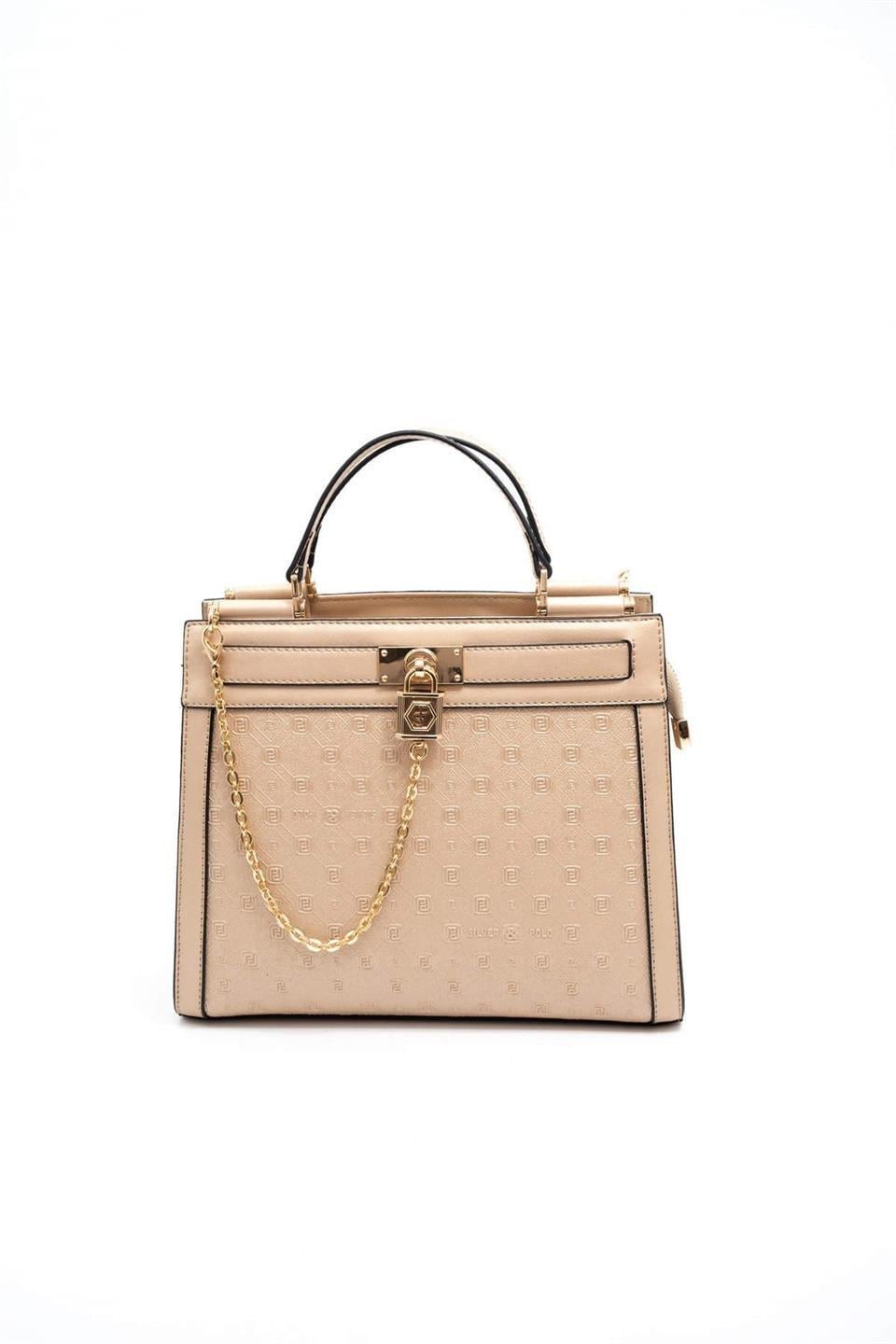 Silver & Polo SP1166 Kadın El Çantası Logolu Nut-S.Nut