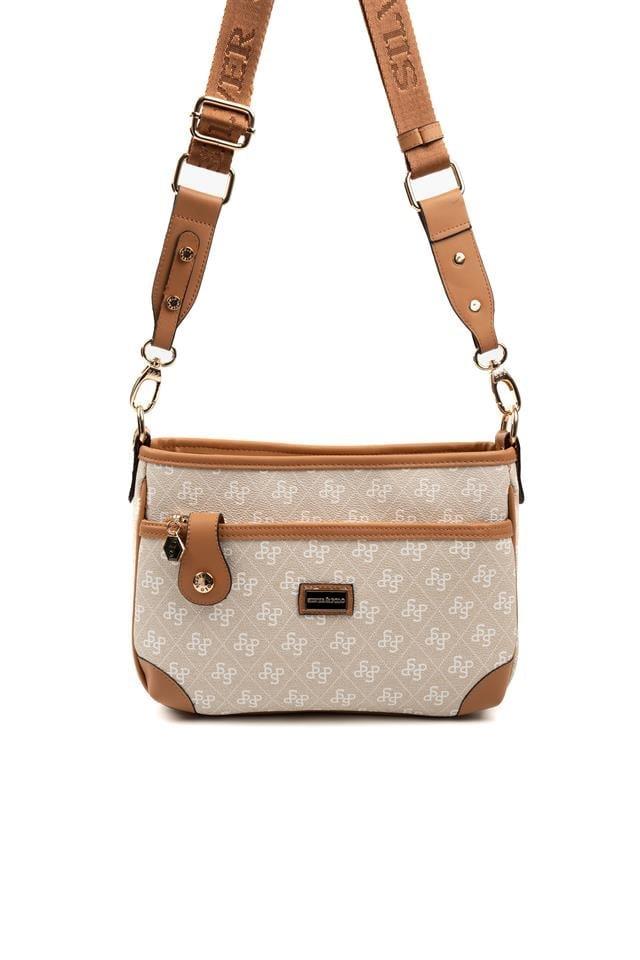 Silver & Polo SP1160 Kadın Çapraz Çanta Monogram Taş-A.Taba