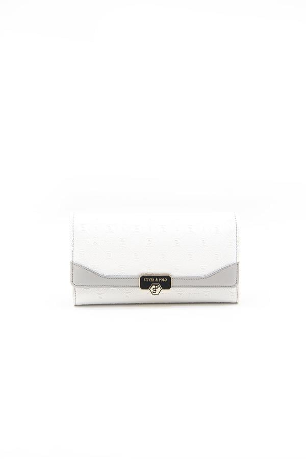 Silver & Polo SP979 Kadın Cüzdan & Kartlık Logolu Beyaz-A.Gri