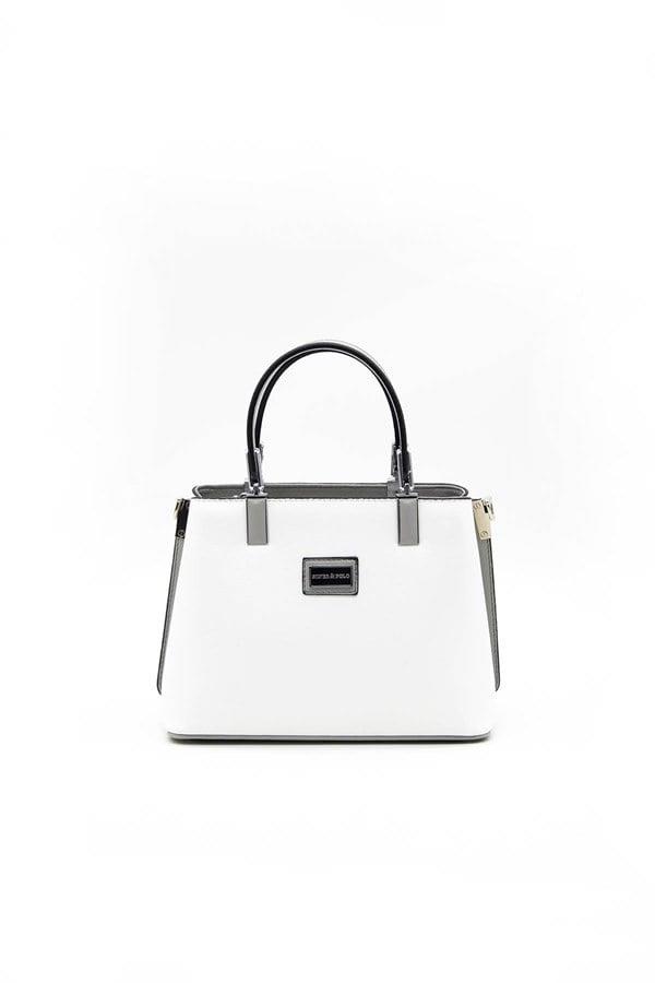 Silver & Polo SP987 Kadın El Çantası Düz Beyaz-A.Gri