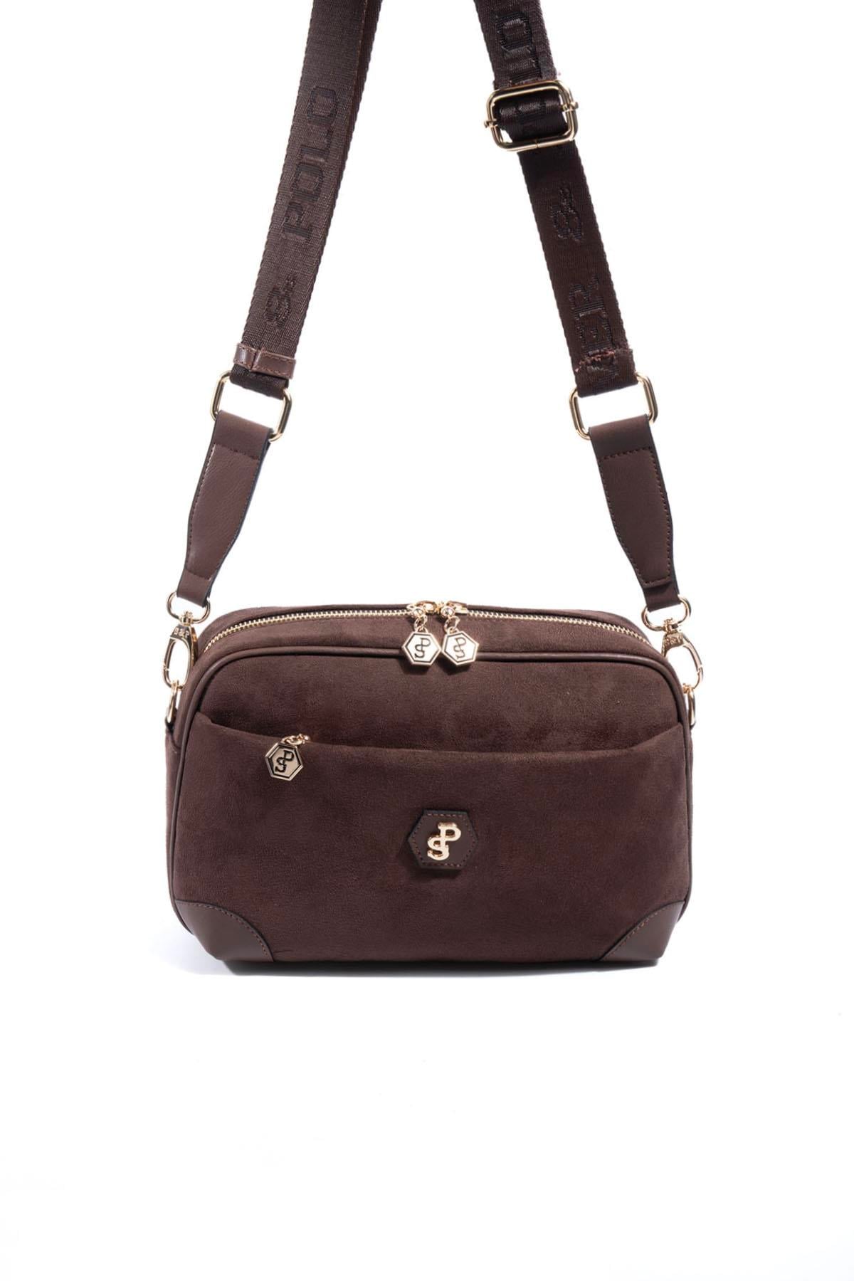 Silver & Polo SP1094 Kadın Çapraz Çanta Süet Kahve