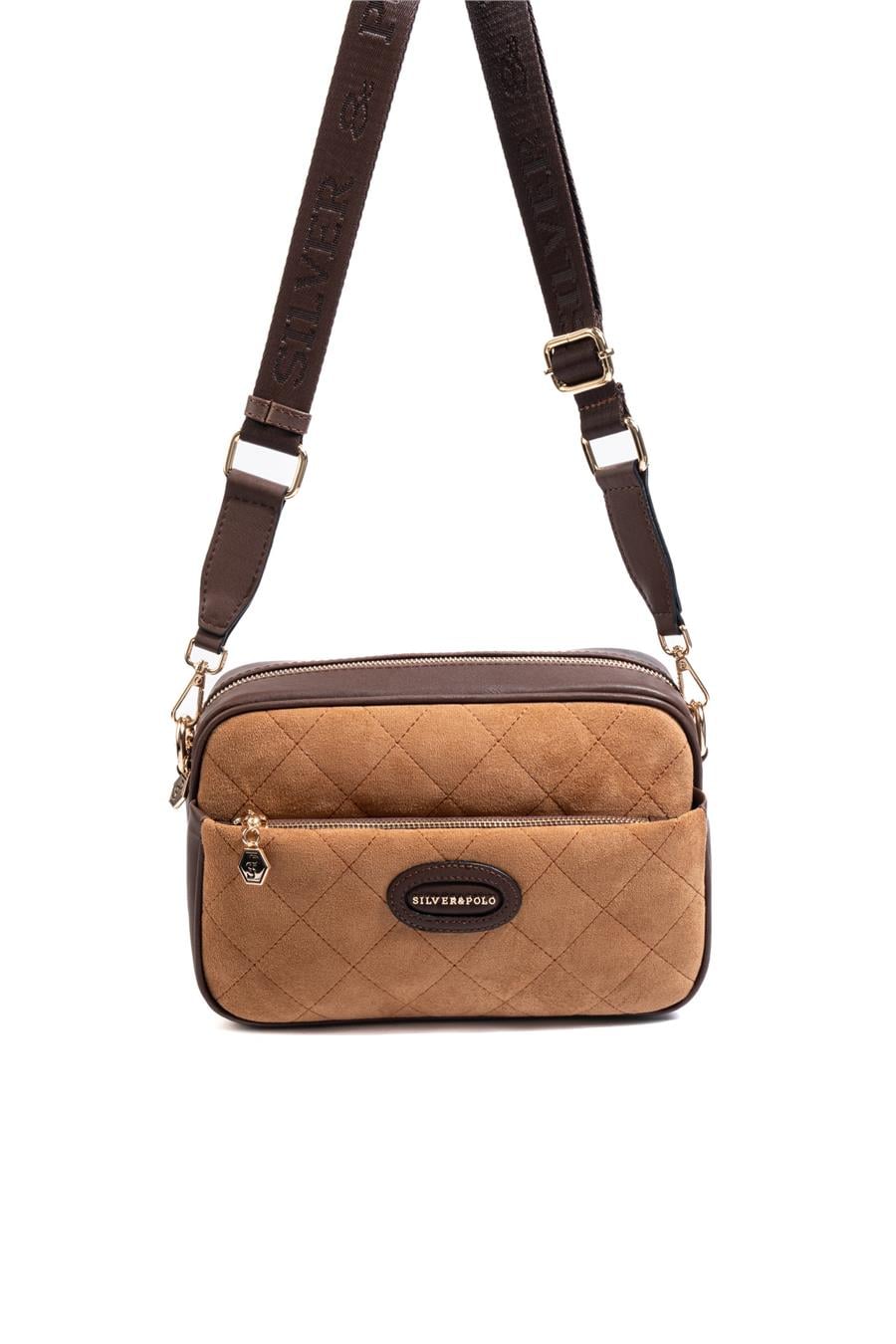 Silver & Polo SP1267 Kadın Çapraz Çanta Logolu Taba-Kahve