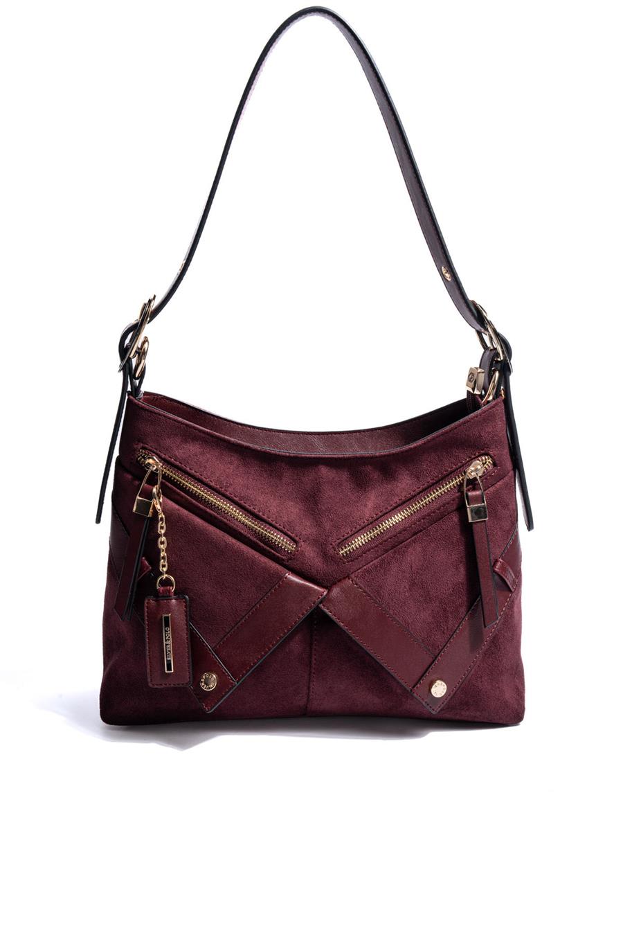 Silver & Polo SP1268 Kadın Omuz Çantası Süet Bordo