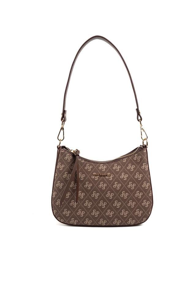 Silver & Polo SP1259 Kadın Omuz Çantası Monogram Kahve