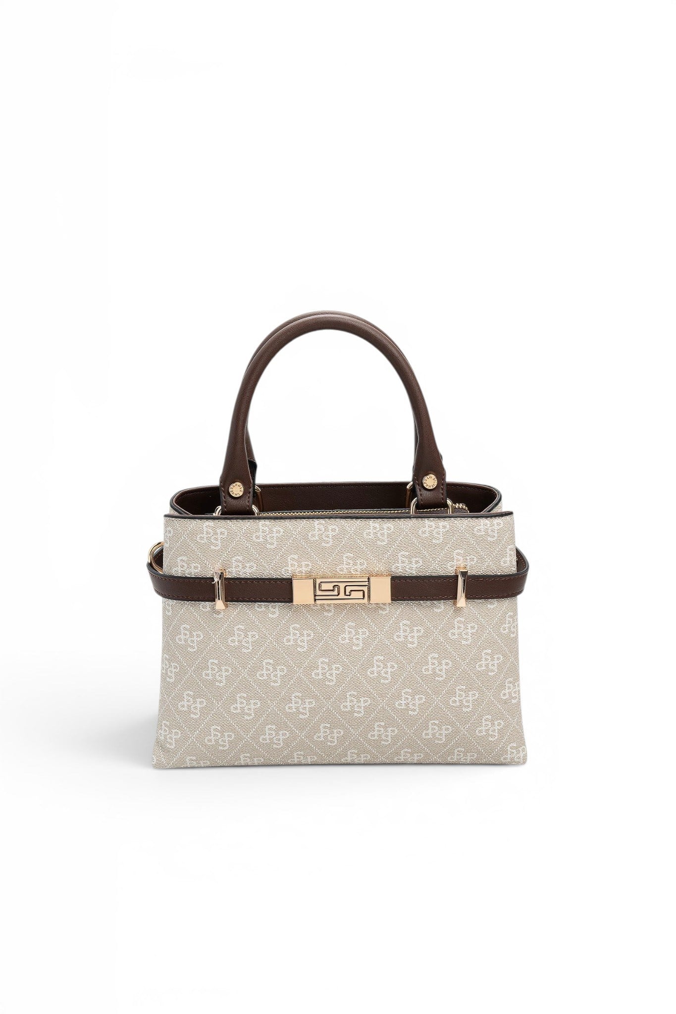 Silver Polo Taş - Kahve Monogram Kadın El Çantası SP1149