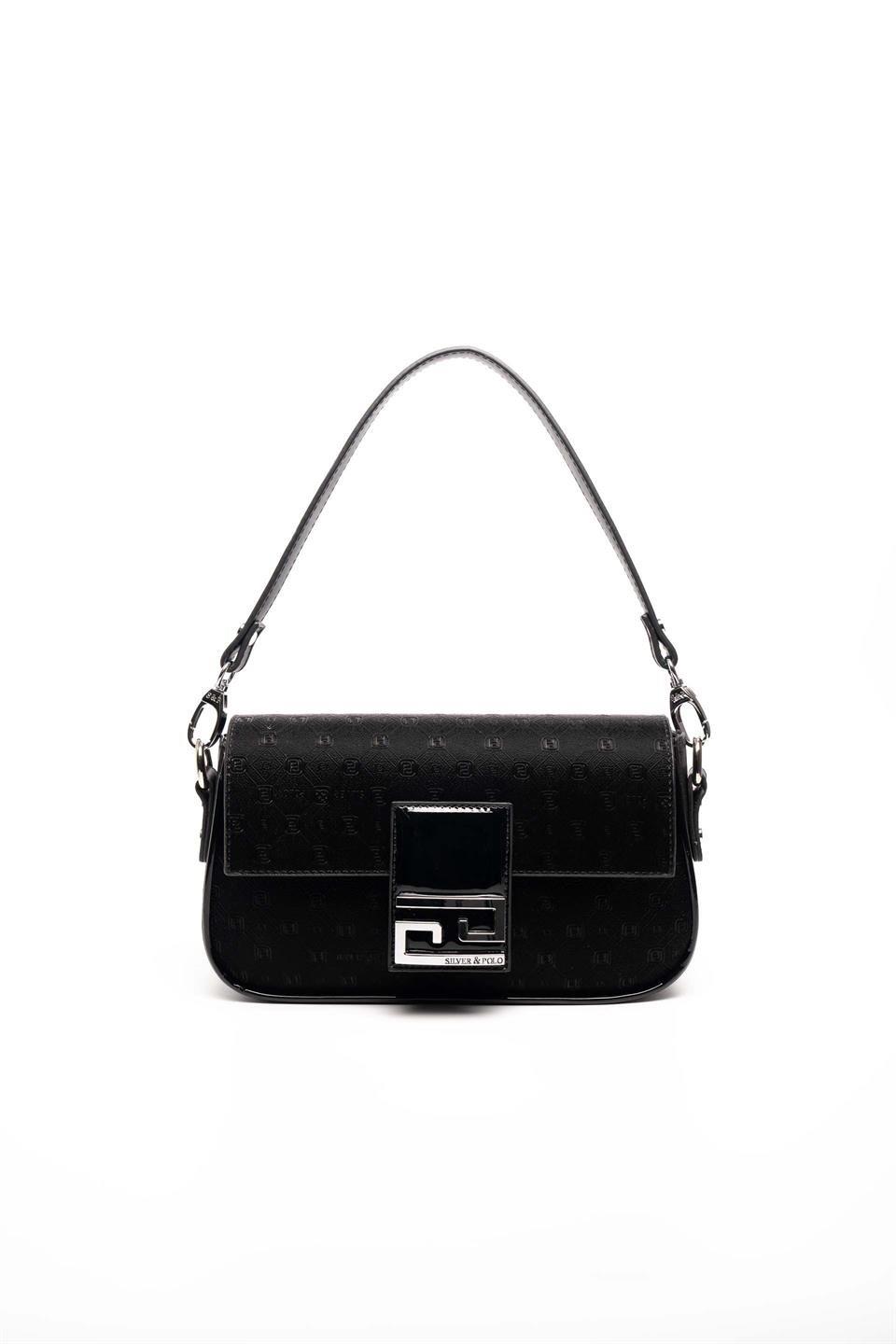 Silver & Polo SP1179 Kadın Omuz Çantası Fashion Siyah-Rugan Siyah