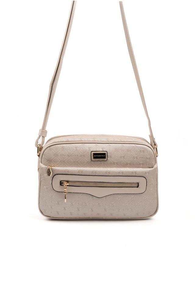 Silver & Polo SP491 Kadın Çapraz Çanta Logolu Bej-S.Bej