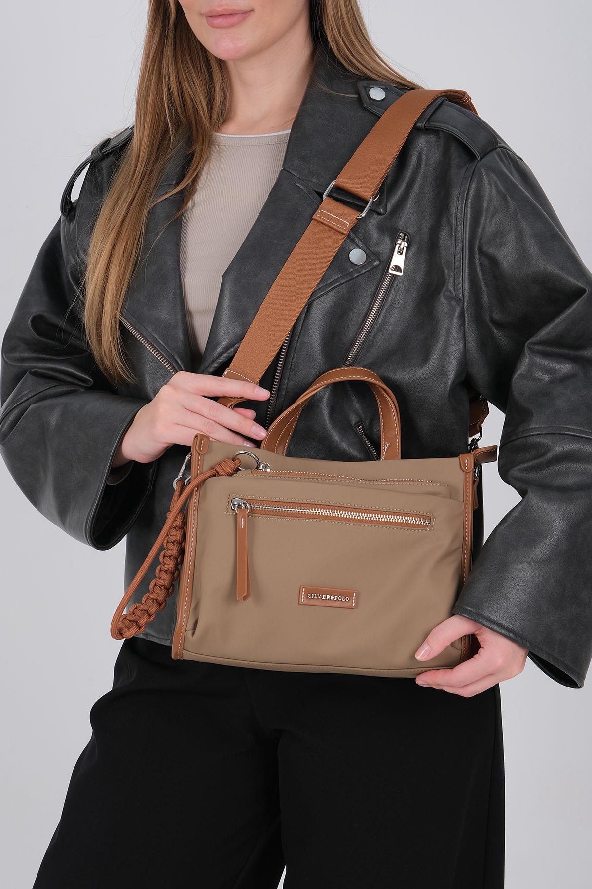 Silver & Polo SP1228 Kadın El Çantası Saten Vizon-Taba