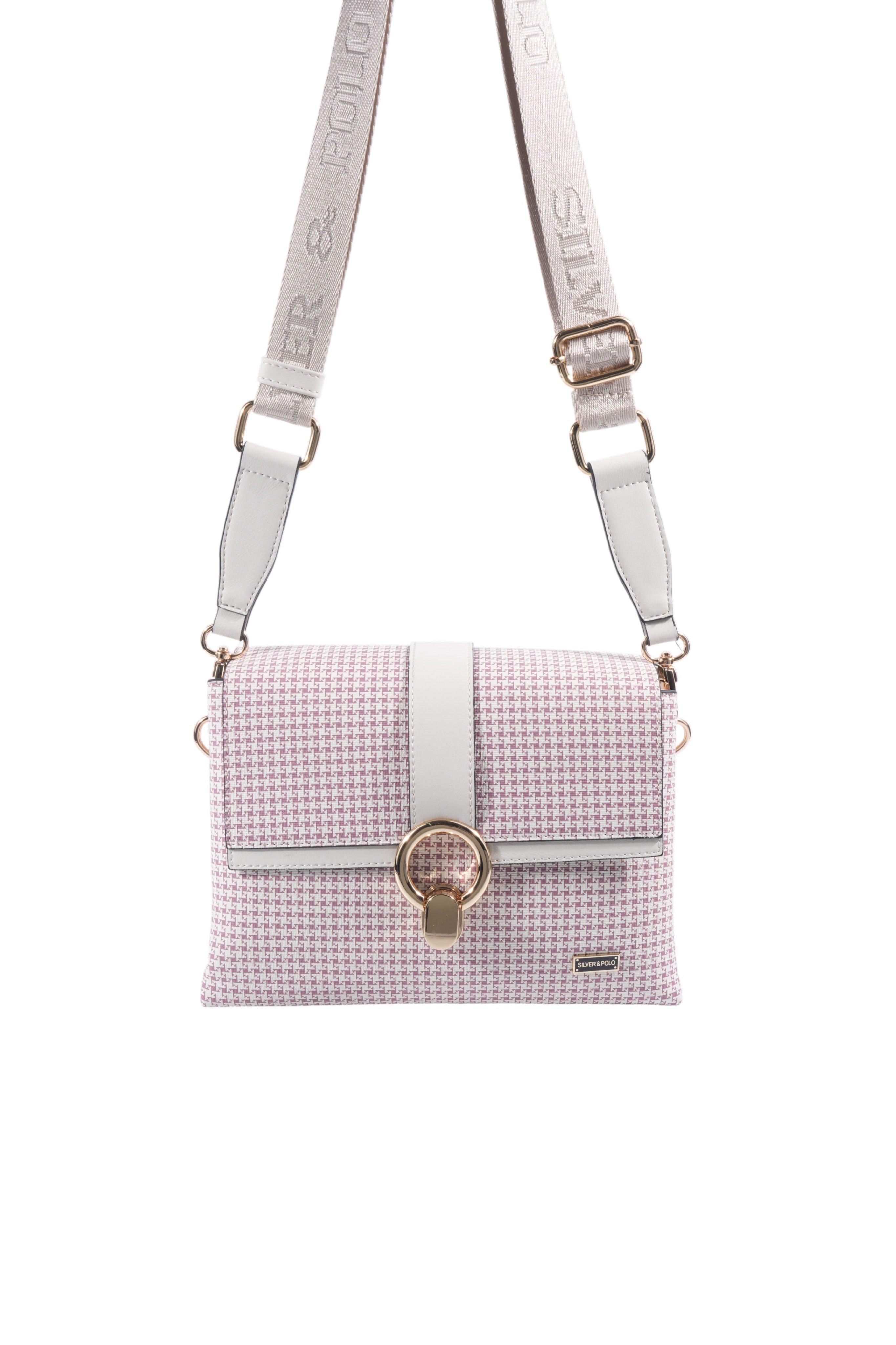 Silver & Polo SP1275 Kadın Çapraz Çanta King Desen Bordo-Kemik