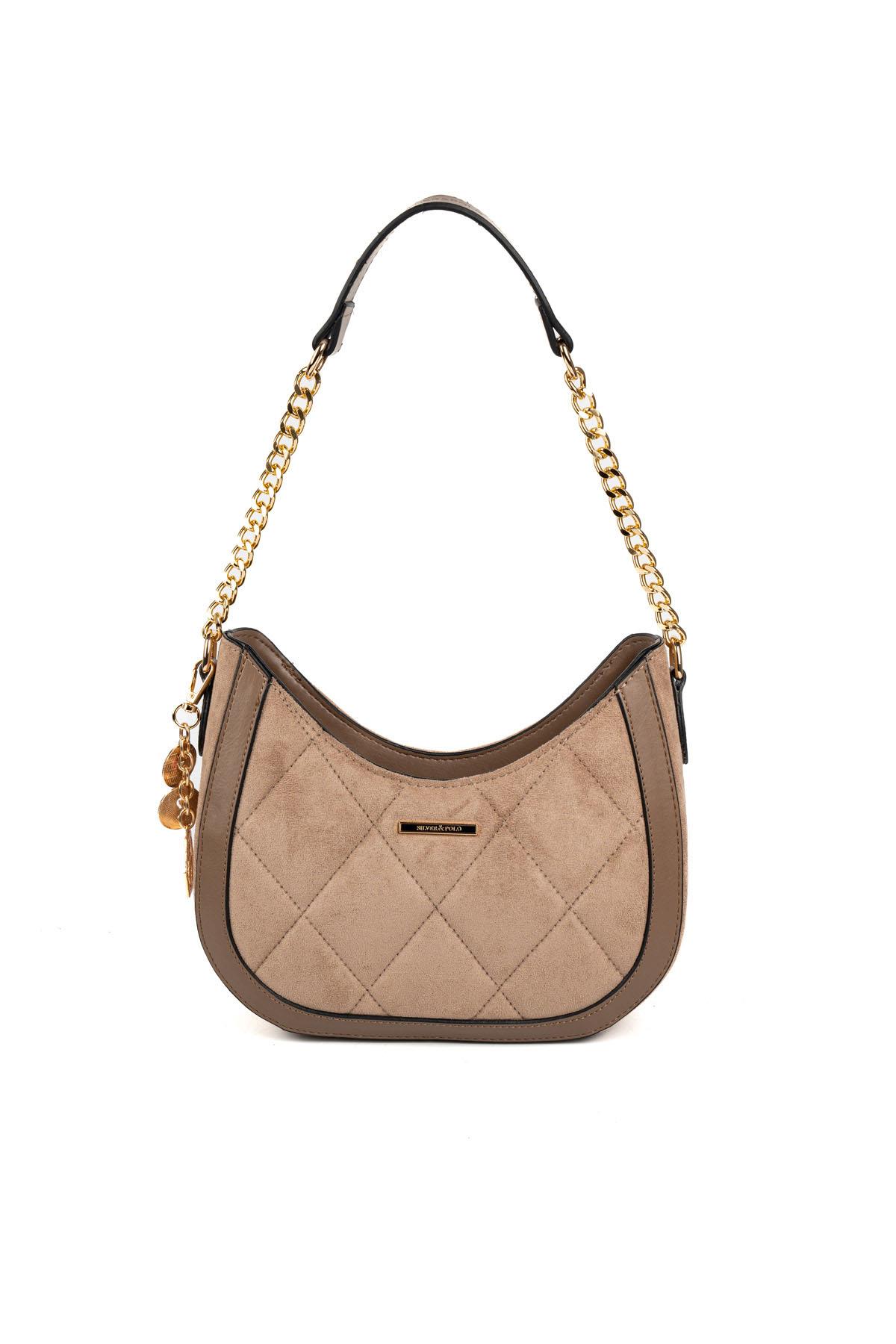 Silver & Polo SP1168 Kadın Omuz Çantası Süet Vizon