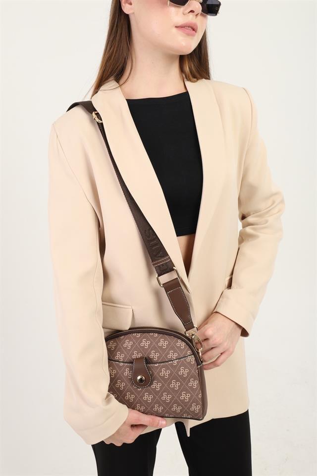 Silver & Polo SP1144 Kadın Çapraz Çanta Monogram Kahve