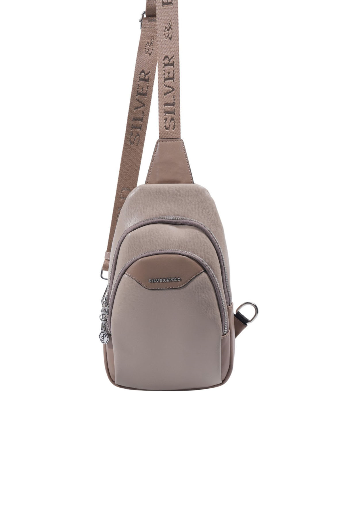 Silver & Polo SP959 Kadın Vücut Çantası Düz Koyu Bej-Latte