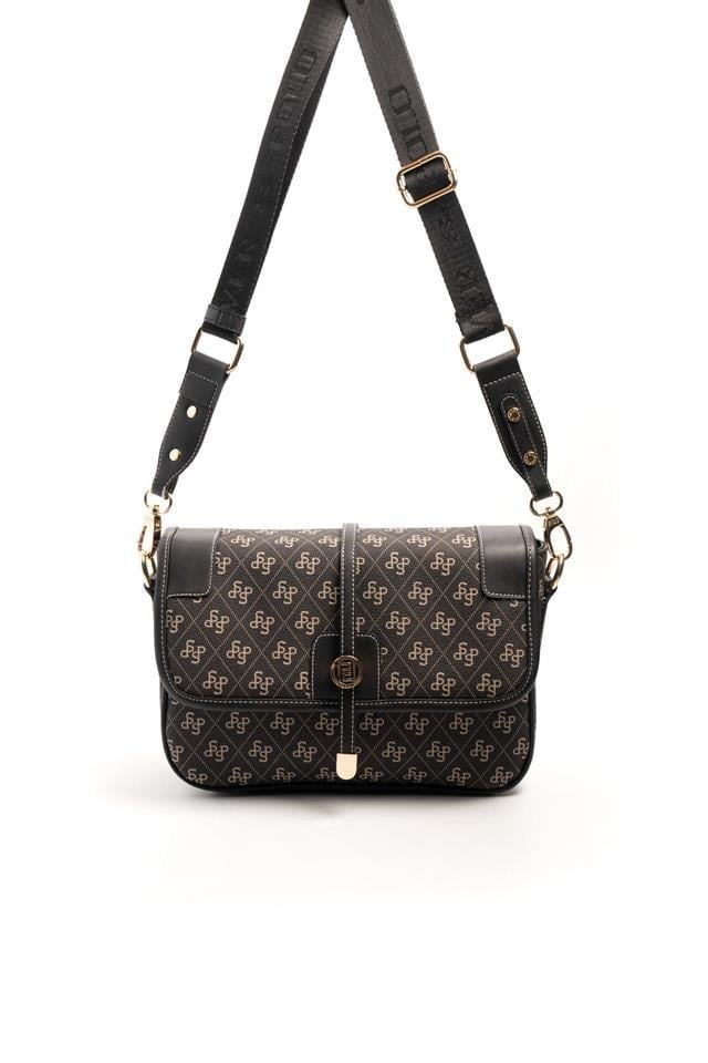 Silver & Polo SP1182 Kadın Çapraz Çanta Monogram Füme-Siyah