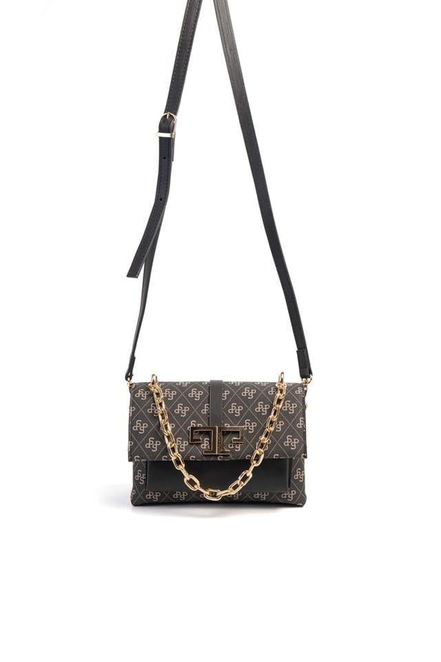 Silver & Polo SP1148 Kadın Çapraz Çanta Monogram Füme-Siyah
